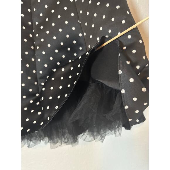 Jessica McClintock Gunne Sax Black Satin Strapless Polka Dot Party Dress 9/10 - Picture 5 of 8